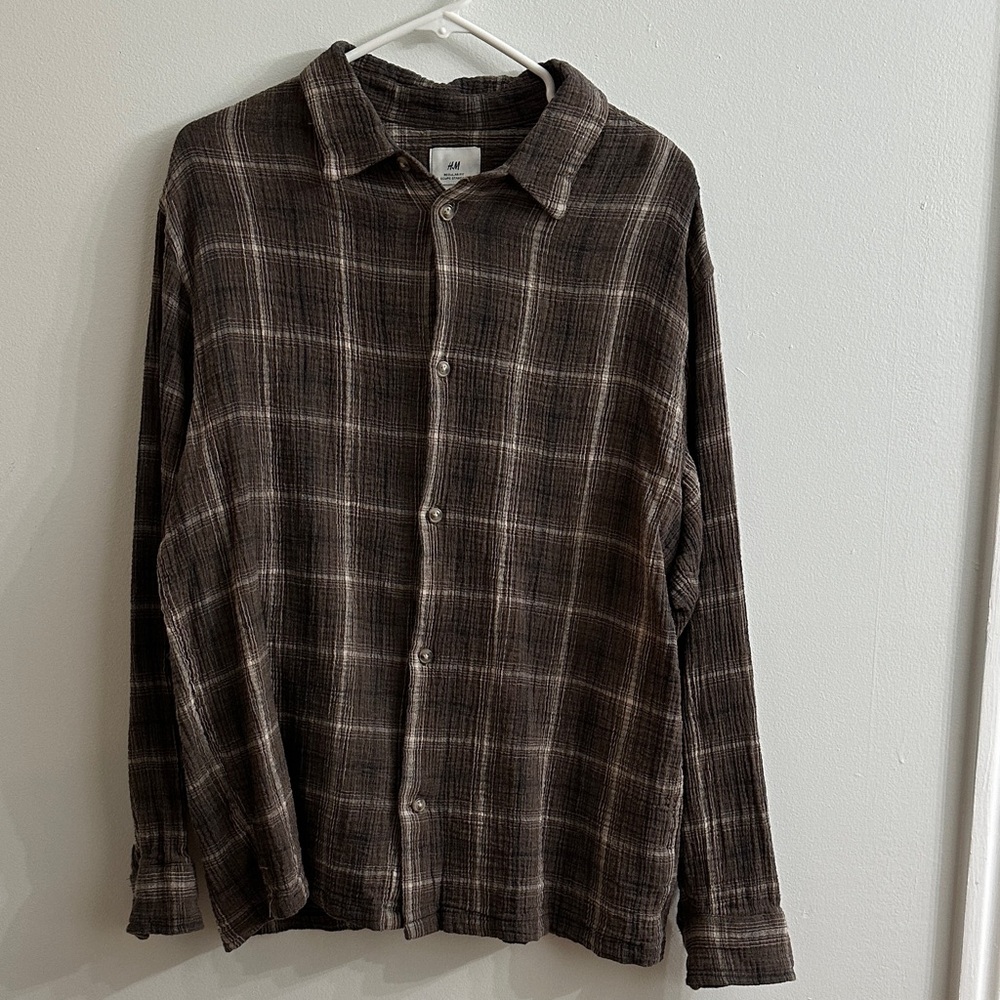 H&M Dark Brown Checkered Shirt